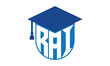 RAI initial letter academic logo design vector template. school college logo, university logo, graduation cap logo, institute logo, educational logo, library logo, teaching logo, book shop, varsity