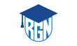 RGN initial letter academic logo design vector template. school college logo, university logo, graduation cap logo, institute logo, educational logo, library logo, teaching logo, book shop, varsity