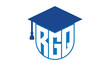 RGQ initial letter academic logo design vector template. school college logo, university logo, graduation cap logo, institute logo, educational logo, library logo, teaching logo, book shop, varsity