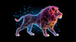Lion Animal Plexus Neon Black Background Digital Desktop Wallpaper HD 4k Network Light Glowing Laser Motion Bright Abstract