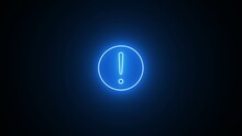 Glowing Neon Warning Sign On Black Background. Neon Exclamation Mark. Neon Light Exclamation Text Icon. Icon Set, Sign, Symbol, Illustration.