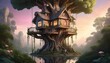 Whimsical Fantasy Treehouse Enchanting Architec Upscaled 4