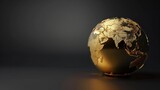 3d rendering luxury golden earth globe map on dark background. AI generated image