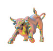 Bull realistic 3d cartoon style. metal gradient chrome Bull isolated on white background. Vector illustration	