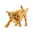 Gold Bull realistic 3d cartoon style. Golden metallic Bull isolated on white background. Vector illustration