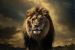 Design an illustration showcasing the Lion of Judah as a symbol of strength and power in a Christian context