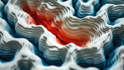 Wall Mural - A close up of a vibrant sculpture featuring an electric blue pattern with a striking red hole in the center, resembling a geological phenomenon with a fluidlike appearance