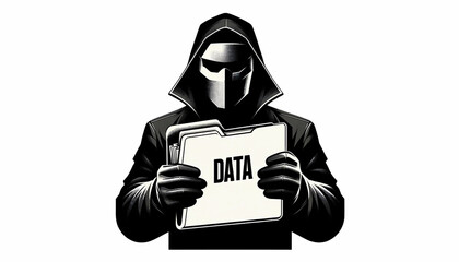Wall Mural - A character dressed entirely in black stealth gear, including a mask, holding up a manila folder with the word DATA on it