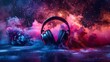 Get ready to party with explosive sound effects from colorful stereo headphones, complete with vibrant lights and pulsating bass beats.