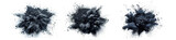 Fototapeta Do przedpokoju - Charcoal powder explosion, realistic bamboo coal or carbon powder splash of piece particles, transparent png background. Black charcoal explosion in macro closeup of floating coals with dust cloud