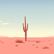 A minimalist desert landscape with a lone cactus.