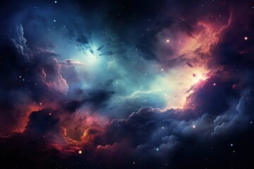 Wall Mural - colorful space filled with clouds and stars generative ai