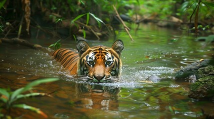 Wall Mural - Ecotourism: Responsible tourism can provide economic benefits for local communities and create incentives for tiger conservation