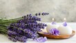 beautiful spa composition with lavender on light background