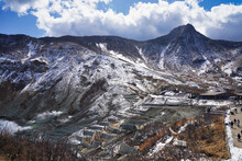 Owakuadani  is a volcanic valley with active sulphur vents and hot springs in Hakone.