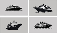 Set Of Cruise Ship Logo Silhouette