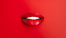  Red Lips Kiss, Space To Write Red Background