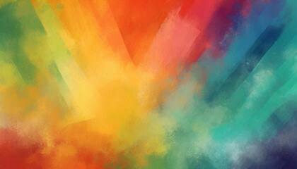 Poster - abstract colorful background with rainbow colors of yellow orange red pink blue and green smeared together with a vintage texture and grunge design effect elegant multicolored background design