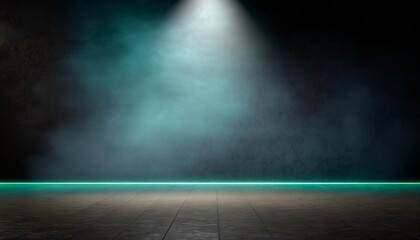 Poster - empty dark room and fog 3d illustration interior floor and wall background illuminated by spotlight