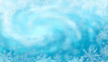 Winter Snow Waves Frost Abstract Background For Copy Space Text Blue Frozen Flowing Motion Web Mobile Banner Watercolor Effect Blizzard Backdrop Snowflake Holiday Cartoon Illustration