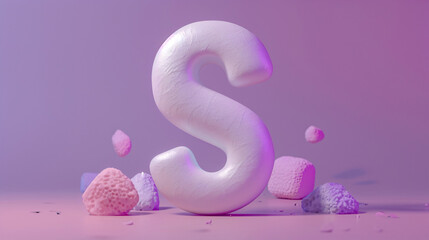 3D rendering letter S, 3d style decorated capital letter S