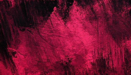 Sticker - black raspberry red rough painted surface toned old wall viva magenta color trend close up dark colorful grunge texture background for design brush strokes distressed dirty grain