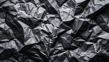 Wall Mural - black crumpled paper texture in low light background