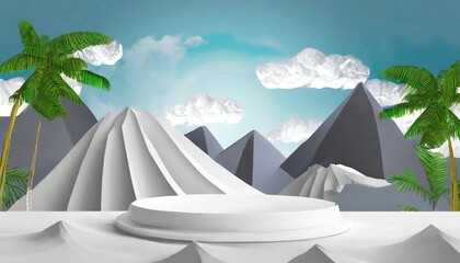Wall Mural - 3d background product minimal white podium mountain scene product showcase