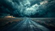 A road leading towards a dramatic stormy sky,  symbolizing the resilience and determination of startups in the face of adversity