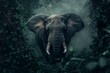 A detailed capture of a majestic elephant amid lush greenery, its commanding presence and tranquil demeanor harmonizing with the vivid natural backdrop in stunning high definition. 