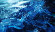 Futuristic digital wave energy flow in blue abstract background, A wave in the ocean with a blue and white background. The wave is made up of many small dots, giving it a digital appearance