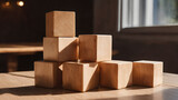 Fototapeta  - Wooden Block cubes. Solution, solve problem, business goal and success plan concepts.