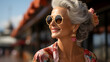 attractive older woman on the promenade