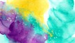 © Heaven - yellow purple teal turquoise abstract watercolor colorful art background with space for design
