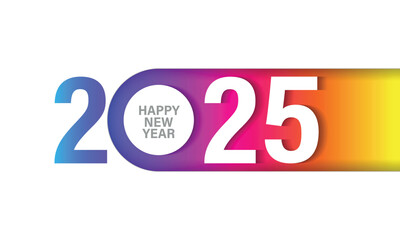 Wall Mural - Happy New Year 2025 greeting card design template.