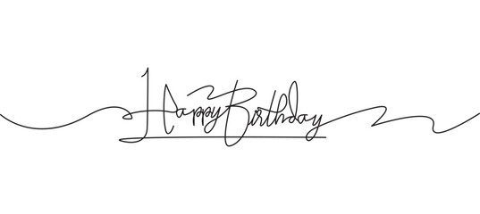 Wall Mural - Happy Birthday line art style  line art isolated vector illustration