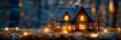 Miniature House at Night with Lights and Trees,
beautiful house at nighttime with Christmas lights, high contrast and bokeh, neural network