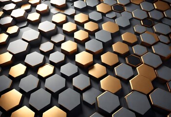 Poster - black and hexagon pattern background 