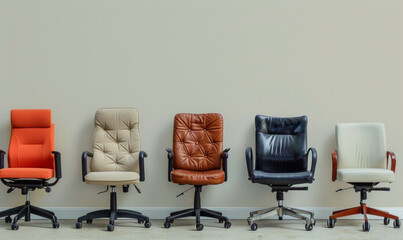 Wall Mural - A row of empty office chairs. Recruitment and job hiring concept