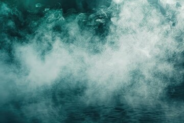 Wall Mural - Blue green and white background with gradient ocean or sky color with white smoke or haze border grunge .