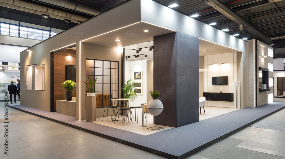 A beautiful exhibition stand in the form of a room with an interior in ...
