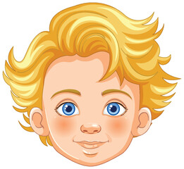 Sticker - Illustration of a young boy with bright blue eyes