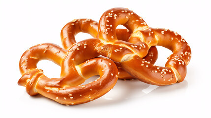 Wall Mural - Bavarian pretzels isolated on white background. Studio shot.