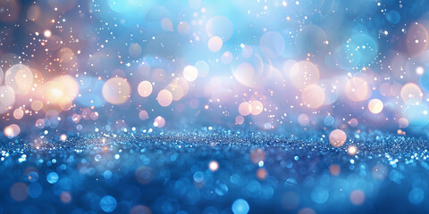 Abstract red white and blue glitter background with bokeh lights, red blue glitter sparkle on dark background, blue red circle bokeh, defocused, banner
