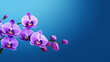 Pastel orchid bouquet, floral border on light background