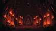 Lokii34 Scary endless medieval catacombs with torches. Mystic