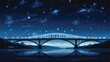 Lokii34 Wide angle of viaduct bridge under night sky with space 