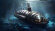 Extensive underwater bathyscaphe for diving into the ocean. utilized to research the conditions of the marine environment near submerged ships and ships,Go deep,Deep underwater submersion of a naval ,