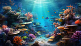 Fototapeta Do akwarium - A vibrant coral reef teeming with marine life.