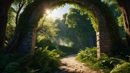 Wall Mural - tree archway, pathway, forest, path